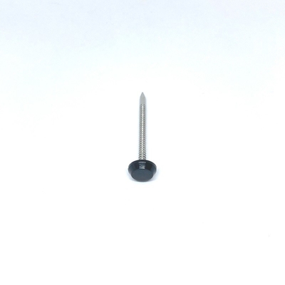 A4 Stainless Steel Ring Shank Plastic Head Nails Black Anthracite Grey 50MM