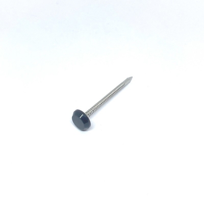 A4 Stainless Steel Ring Shank Plastic Head Nails Black Anthracite Grey 50MM