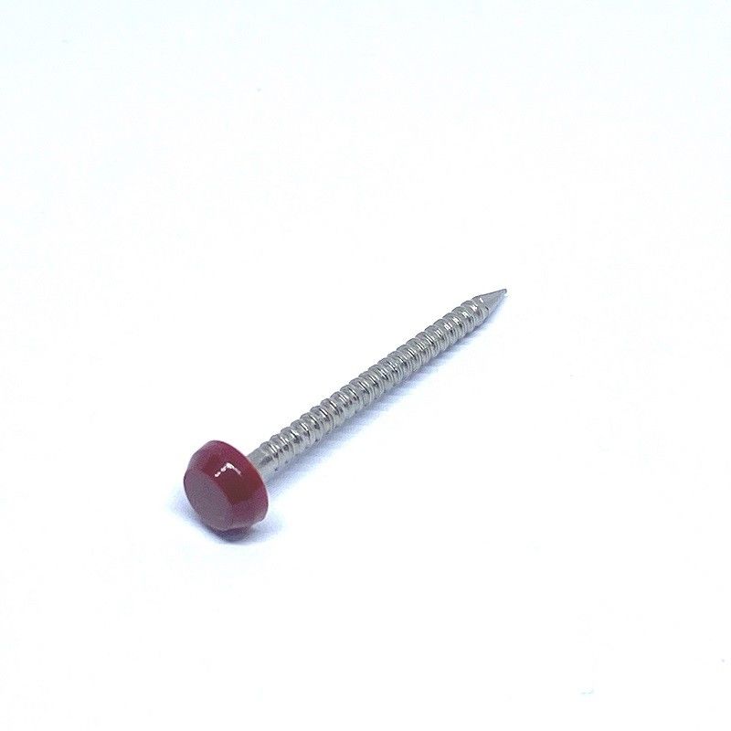 OEM Polished Ring Shank Plastic Head Nails Nylon PA6 UV Stable Round Head